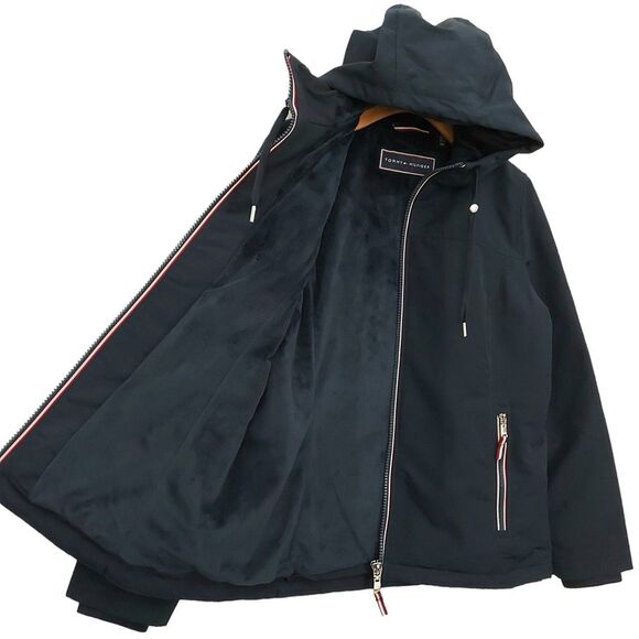 Tommy Hilfiger Soft Shell Jacket Womens Medium Navy Fleece Lined Wind Resistant - Picture 3 of 12
